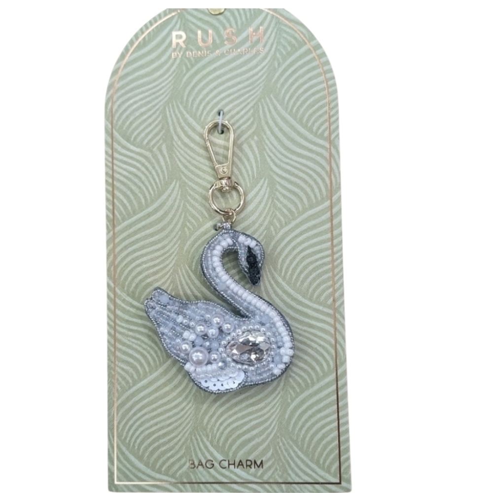 🦢 ▪️RUSH ▪️by Denis & Charles Beautiful White  Swan Bag Charm Key Chain